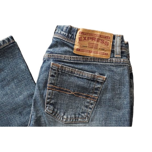 Express Jeans Stretch Low Slung Flare Womens Size 3 / 4 R Blue Denim - Picture 2 of 9